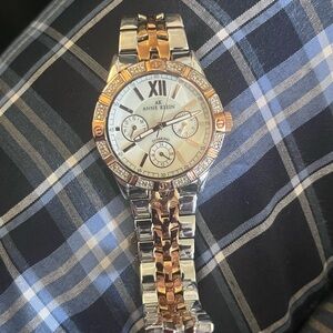 Anne Klein Silver Two-Tone Gemstone Watch